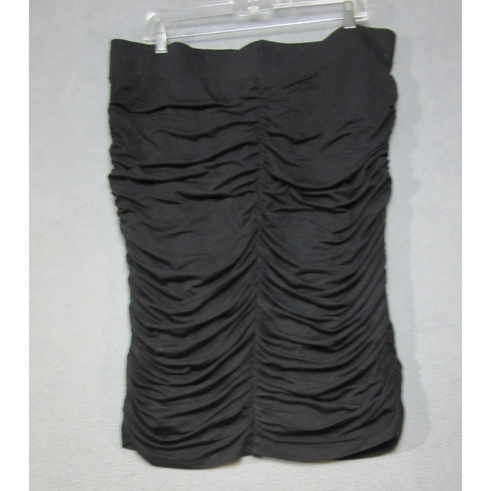 Torrid Skirt Womens 2 Black Stretch Midi Super Soft Shirred Pencil High Waisted